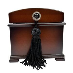 Bombay Company Wood Jewelry Music Box with Velvet Interior & Tassel New